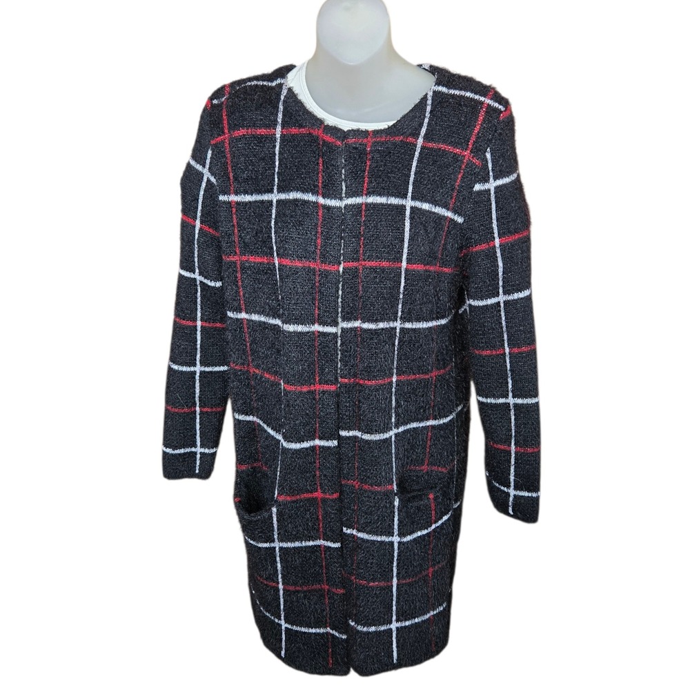 Valerie Stevens‎ Womens Plaid Cardigan Sweater Size M Preppy Academia Coatigan